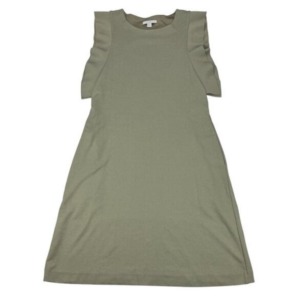 Cos Women's Khaki Ruffle Sleeve Dress Size XS Pockets - Picture 2 of 6